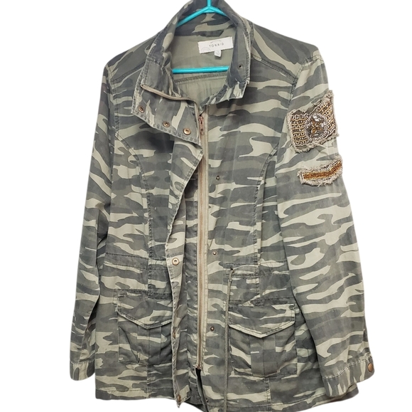 Torrid Women's Green Camo Utility Jacket Military Style Size 1X - Picture 3 of 15